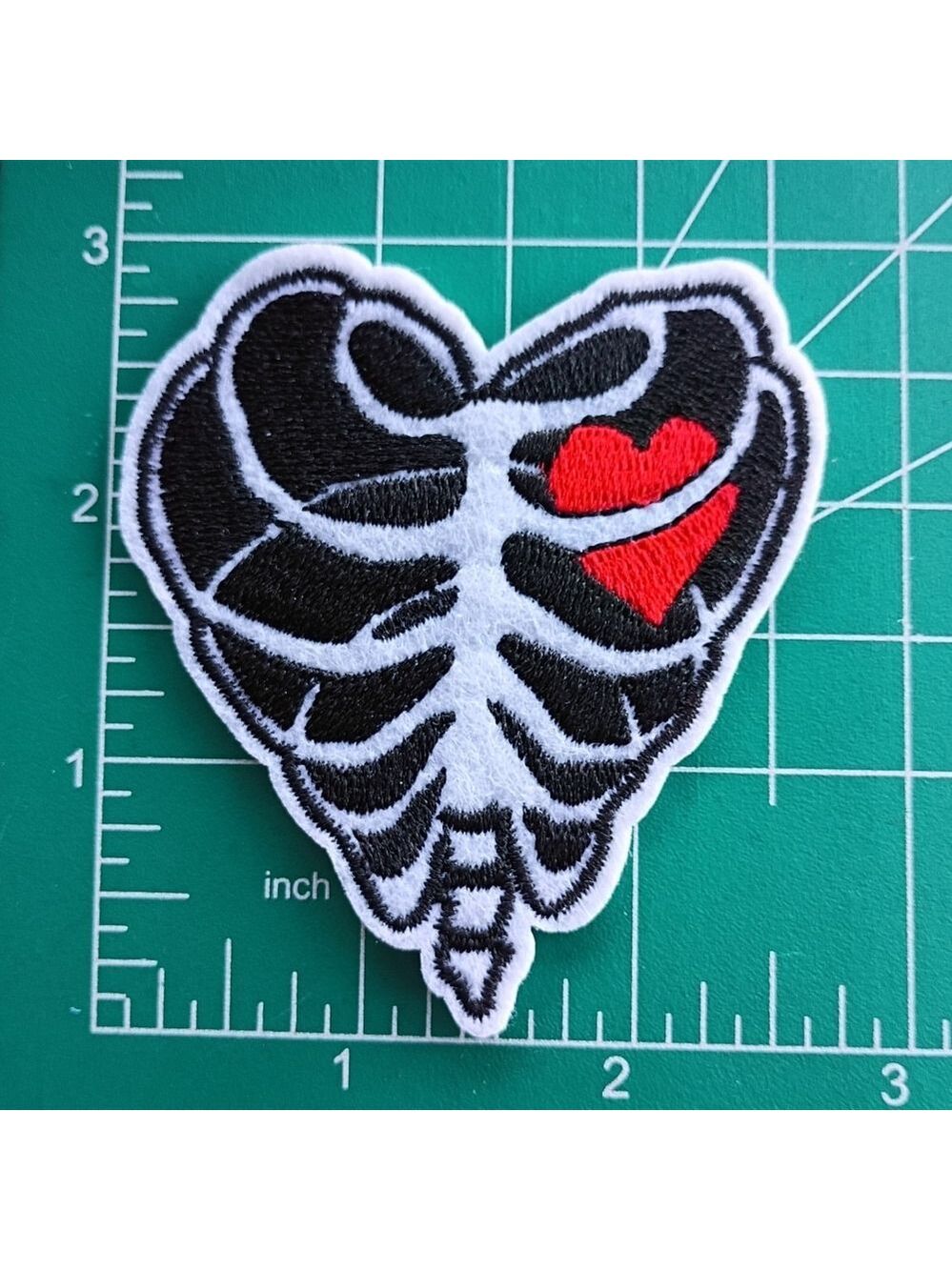 2/$10 Heart Ribcage Embroidered Patch